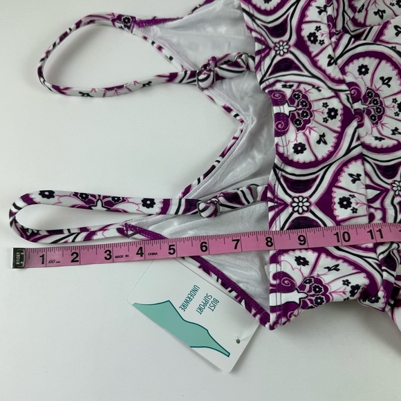 Swim Solutions Tankini Bikini Top Womens Size US 10 Purple Floral Underwire NWT - Picture 8 of 10